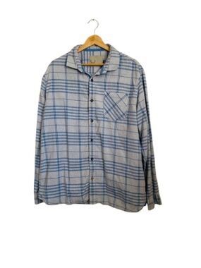 Salute Cultivated Leisure Men's Gray & Blue Plaid Button-Up Shirt Size L